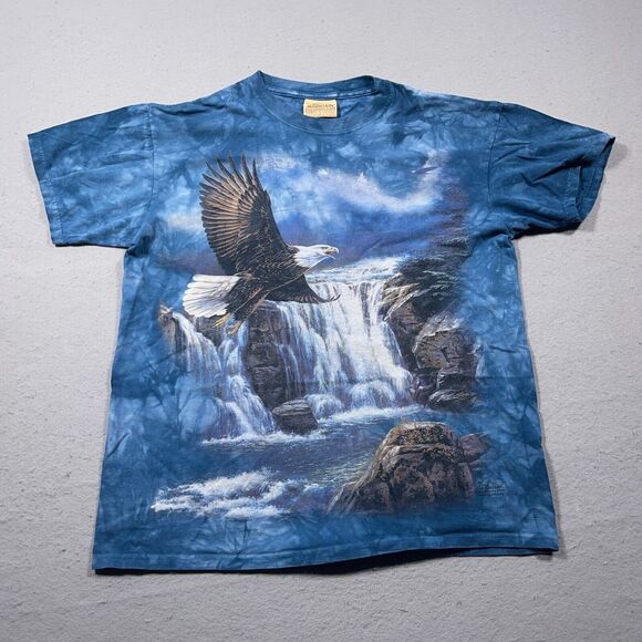 Vintage The Mountain Shirt Large‎ Eagle Waterfall Blue Tie Dye Blue Graphic Y2K - Picture 1 of 9